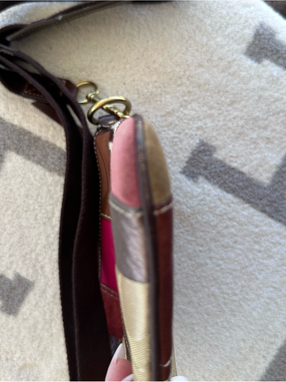 Coach Patchwork Crossbody in Brown, Pink & Gold Tones - Picture 7 of 10